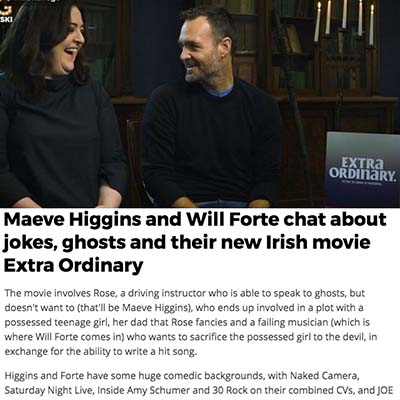 Maeve Higgins and Will Forte chat about jokes, ghosts and their new Irish movie Extra Ordinary
